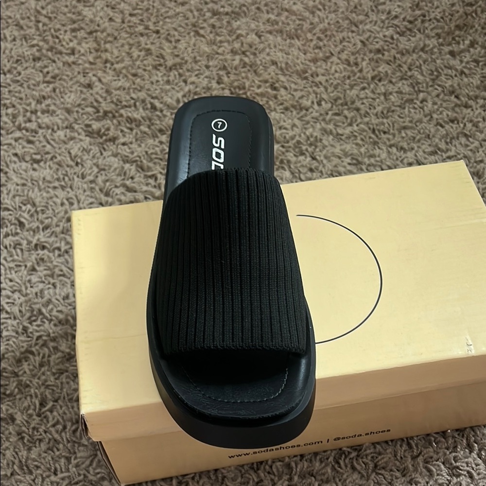 Soda Black Slide Sandals
